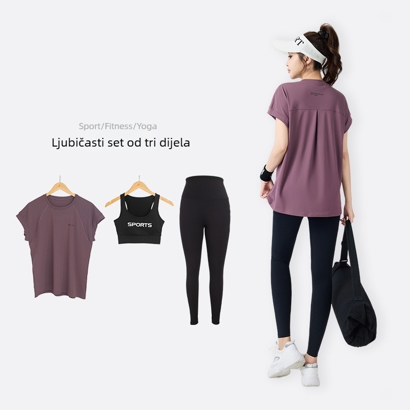 Novi ženski joga set u plus veličini, slobodan kroj, ljeto, na otvorenom, osvježavajući, prozračan, brzo suši za trčanje