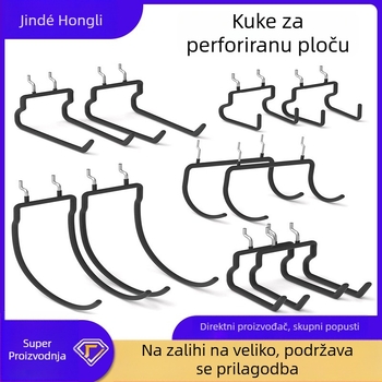 Metalna kuka za perforiranu ploču, set od 5 komada, višerazinski dizajn, moderni minimalistički stil, za skladištenje alata, nosivost 10–15 kg