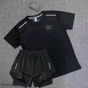 Unisex ljetni trening set s brzo sušećim materijalom: gornji dio s kratkim rukavima i šorcevi 3/4 dužine za trčanje i atletiku