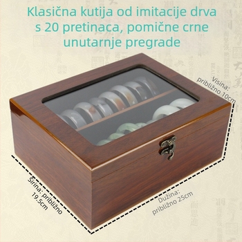 Drvena kutija za narukvice s 10 ili 20 pretinaca, za jade narukvice, zlatne i srebrne – izlaganje i pohrana nakita