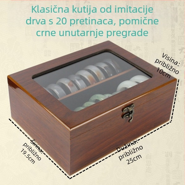 Drvena kutija za narukvice s 10 ili 20 pretinaca, za jade narukvice, zlatne i srebrne – izlaganje i pohrana nakita