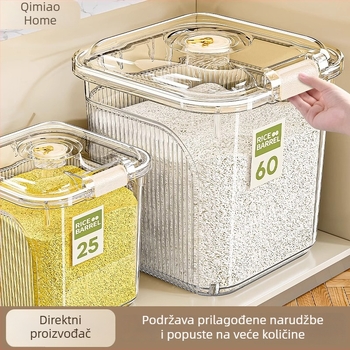 Proziran spremnik za skladištenje riže i žitarica, kapaciteta 6–7 L, hrane kvalitete, otporan na insekte i vlagu