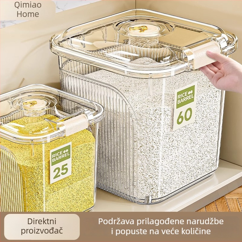 Proziran spremnik za skladištenje riže i žitarica, kapaciteta 6–7 L, hrane kvalitete, otporan na insekte i vlagu