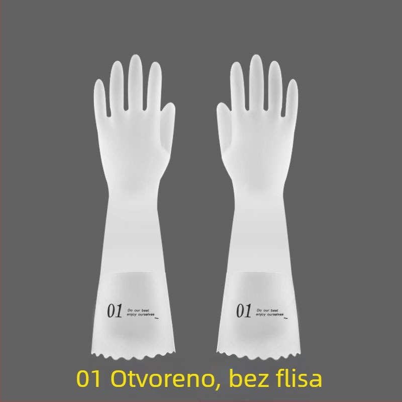 PVC kućne rukavice, bijelo prozirne, vodootporne, protuklizne, debele, za pranje posuđa i rublja
