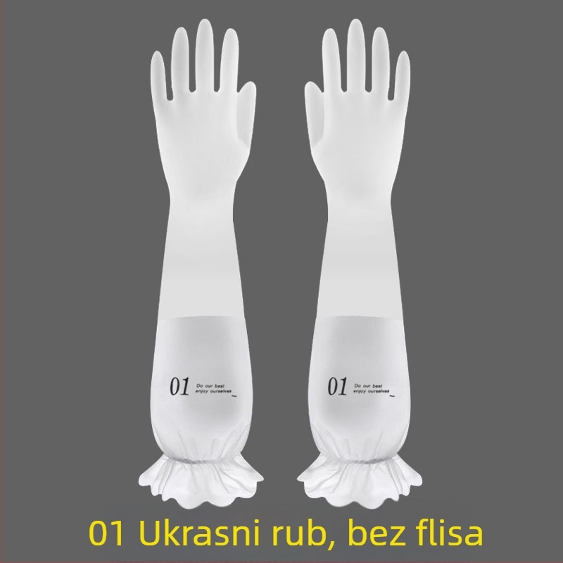 PVC kućne rukavice, bijelo prozirne, vodootporne, protuklizne, debele, za pranje posuđa i rublja