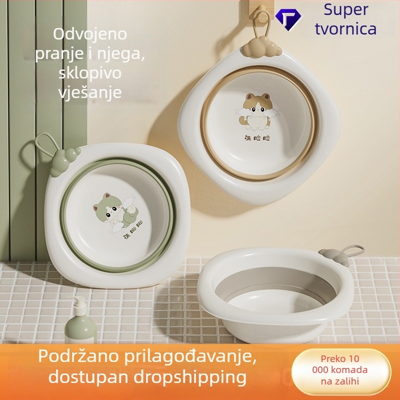 Sklopiva debela plastična posuda za kupanje beba s karikaturnim dizajnom, pogodna za novorođenčad i djecu