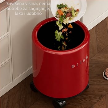 Kružna kućna košara za otpad s kotačićima, otvoreni vrh za papir, za kuhinju, dnevni boravak i kupaonicu, cilindrični dizajn, 12 L
