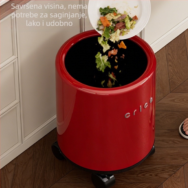 Kružna kućna košara za otpad s kotačićima, otvoreni vrh za papir, za kuhinju, dnevni boravak i kupaonicu, cilindrični dizajn, 12 L