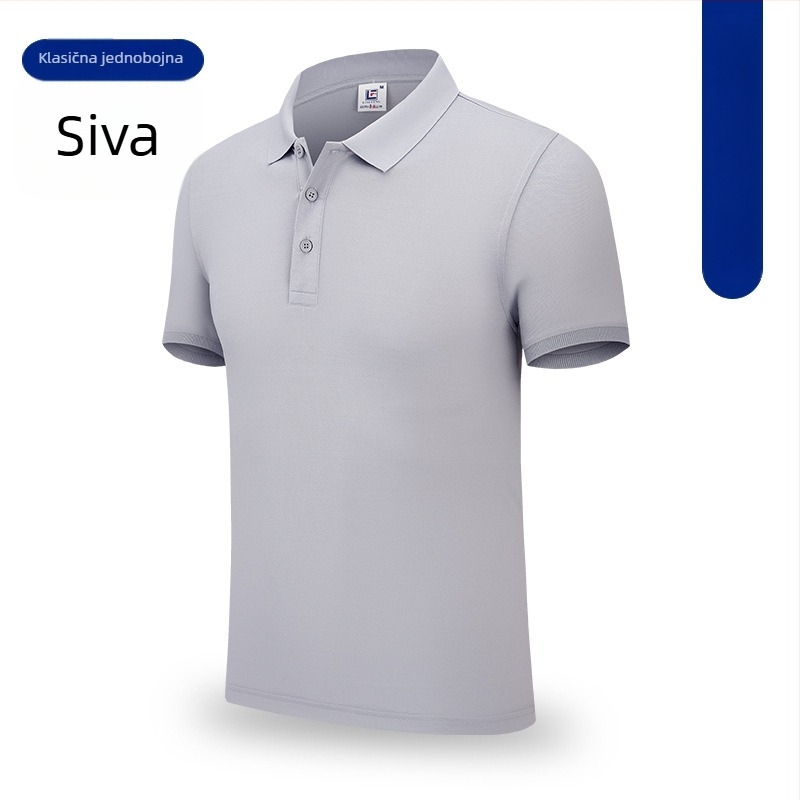 Muška polo majica za posao s izvezenim logotipom, kratki rukav, polo ovratnik, brzo sušenje, ispis logotipa po narudžbi
