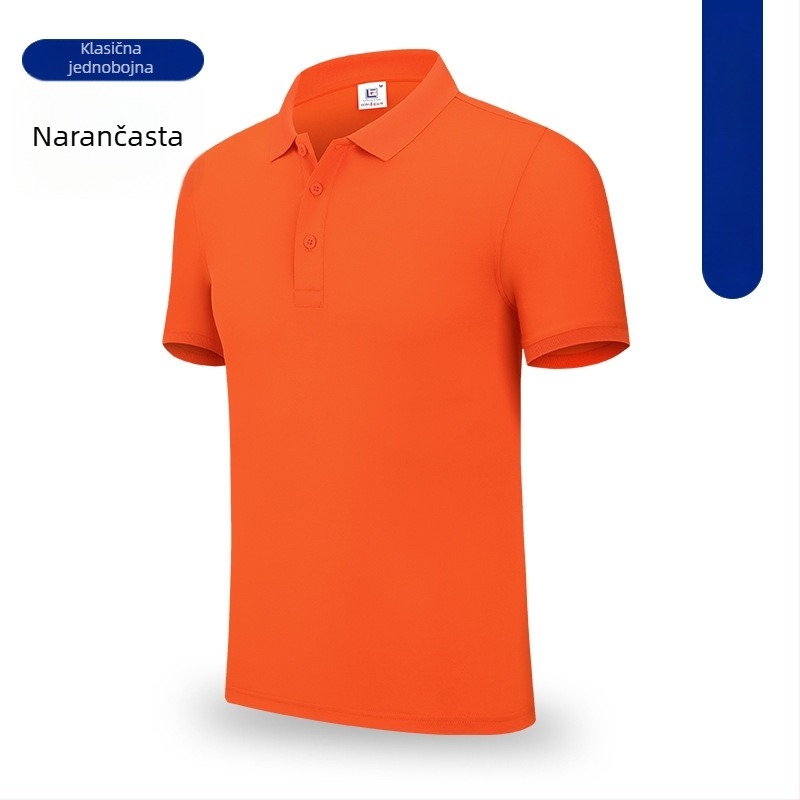 Muška polo majica za posao s izvezenim logotipom, kratki rukav, polo ovratnik, brzo sušenje, ispis logotipa po narudžbi