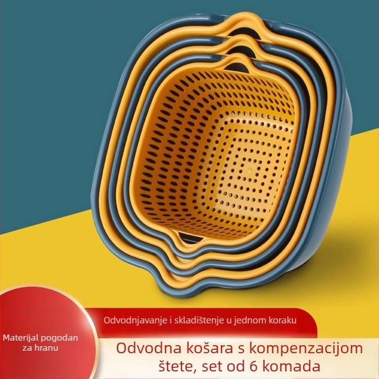 Plastična dvostruka posuda za pranje povrća s odvodom — višenamjenska kuhinjska i kućna posuda za voće i povrće