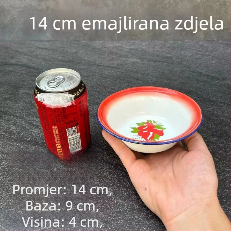 Emalirana duboka zdjela s cvjetnim uzorkom, ovalnog oblika, višenamjenska zdjela za juhu i miješanje, promjeri 14–14,9 cm, 16–16,9 cm, 18–18,9 cm