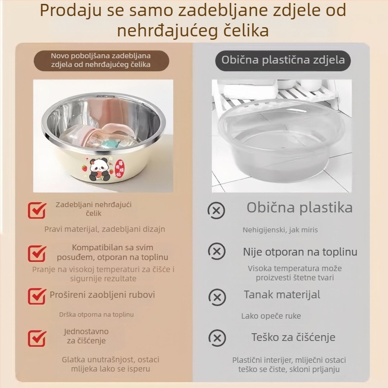 Nerđajući čelični extradebelji odvodni koš za pranje bočica, voća i povrća, pranje riže, cedilo i zdjela za miješanje tijesta
