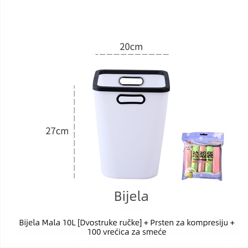 Skandinavski veliki koš za smeće bez poklopca, plastični, kvadratnog oblika, kapacitet preko 12 litara, za kućnu i uredsku upotrebu