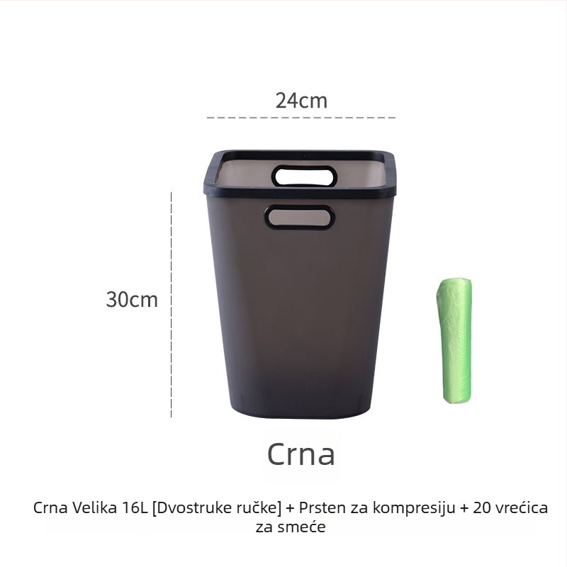 Skandinavski veliki koš za smeće bez poklopca, plastični, kvadratnog oblika, kapacitet preko 12 litara, za kućnu i uredsku upotrebu