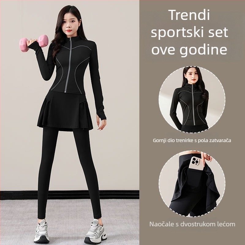 Ženski teniski sportski komplet za jesen/zimu, set za trčanje, 2025 novi stil, vrhunska joga odjeća, suknja-pantalone za badminton, fitness odjeća