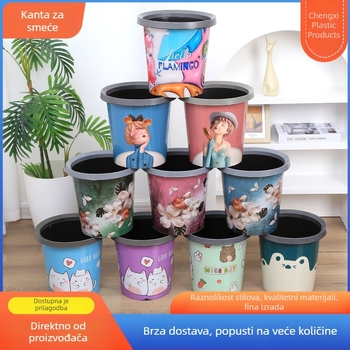 Plastični otpadni koš bez poklopca, cilindričnog oblika, 3 L, za kupaonicu, kuhinju ili spavaću sobu.