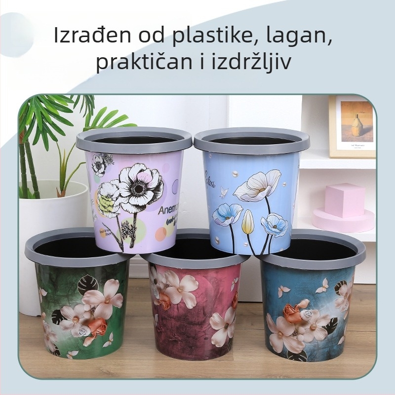 Plastični otpadni koš bez poklopca, cilindričnog oblika, 3 L, za kupaonicu, kuhinju ili spavaću sobu.