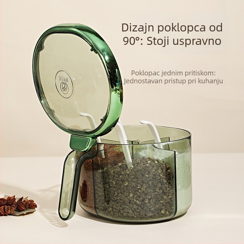Novi stil kućni set posuda za začine, proziran, s velikim kapacitetom, otporan na vlagu i s više pretinaca za kuhinju.