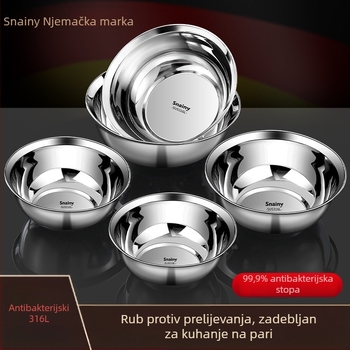 Zdjela za juhu od 316 nehrđajućeg čelika, prehrambena kvaliteta, duboka zdjela za rižu, kuhinjska posuda s debelim dnom