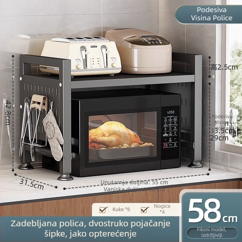 Proširivi višeslojni kuhinjski stalak za mikrovalnu pećnicu i kuhalo za rižu