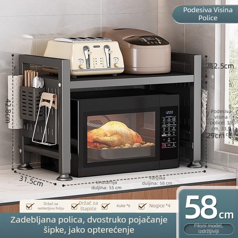 Proširivi višeslojni kuhinjski stalak za mikrovalnu pećnicu i kuhalo za rižu