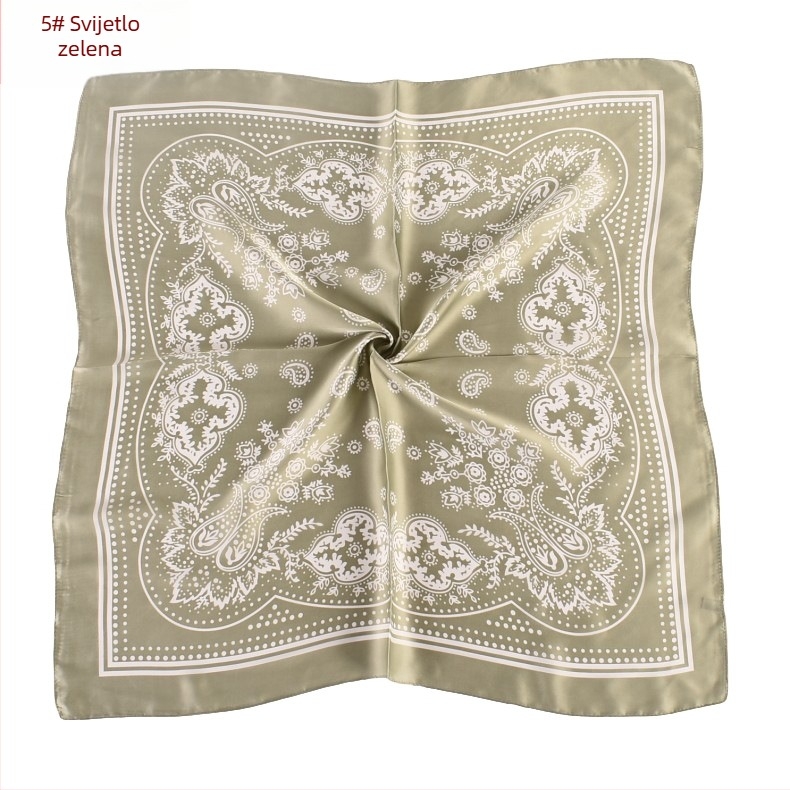 Ženski kvadratni šal s Paisley мотивом, od satena, 70×70 cm