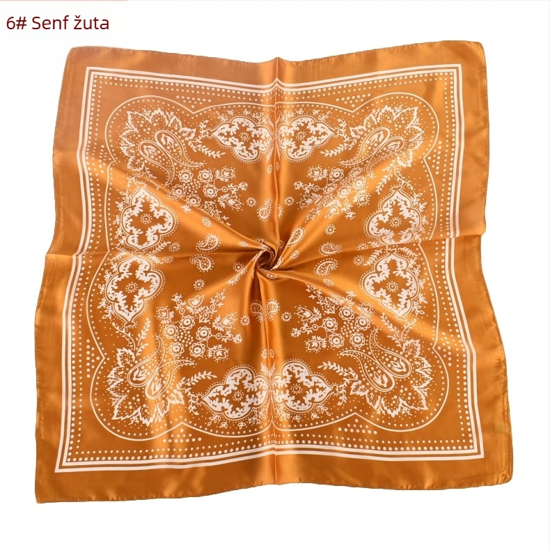 Ženski kvadratni šal s Paisley мотивом, od satena, 70×70 cm