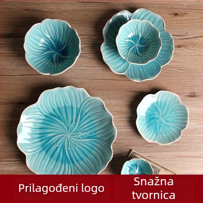 Porcelanski set posuđa u japanskom stilu: tanjur u obliku latice, zapadni tanjuri, kreativni tanjur, pladanj za voće i retro tanjur za čaj