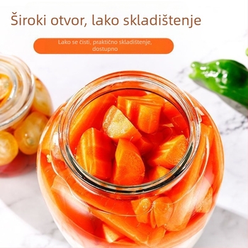 Zatvorena staklena posuda s pritisknim poklopcem za skladištenje — pogodna za čaj, žitarice i kiselo povrće
