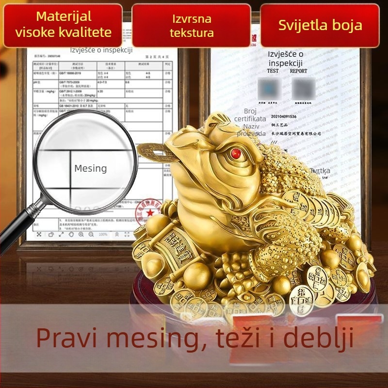 Mosazni zlatni žaba dekorativni predmet, tronožna žaba, dekor dnevnog boravka, dekor recepcije, poklon za otvaranje trgovine