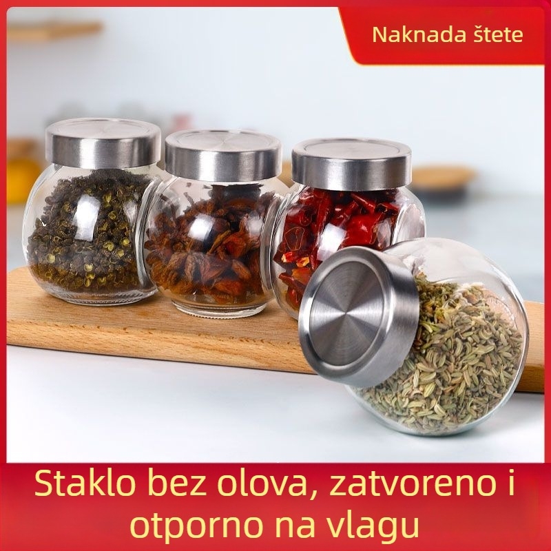 Staklena zatvorena posuda za začine, čaj i žitarice – otporna na vlagu, ovalni oblik, 300 ml