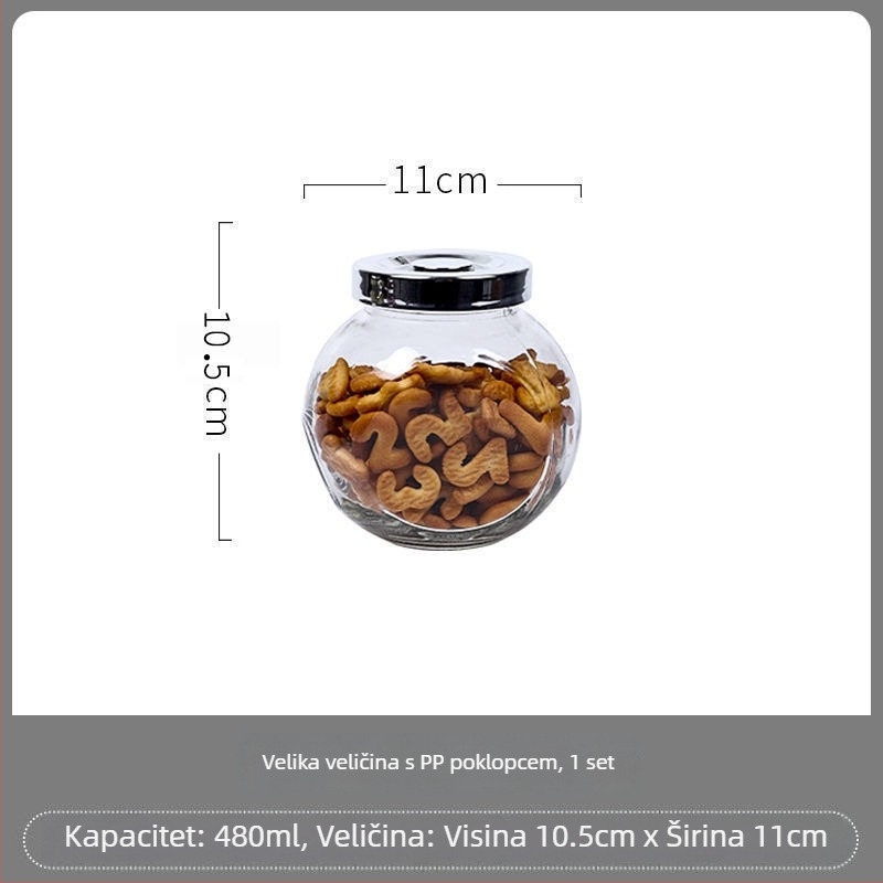 Staklena zatvorena posuda za začine, čaj i žitarice – otporna na vlagu, ovalni oblik, 300 ml