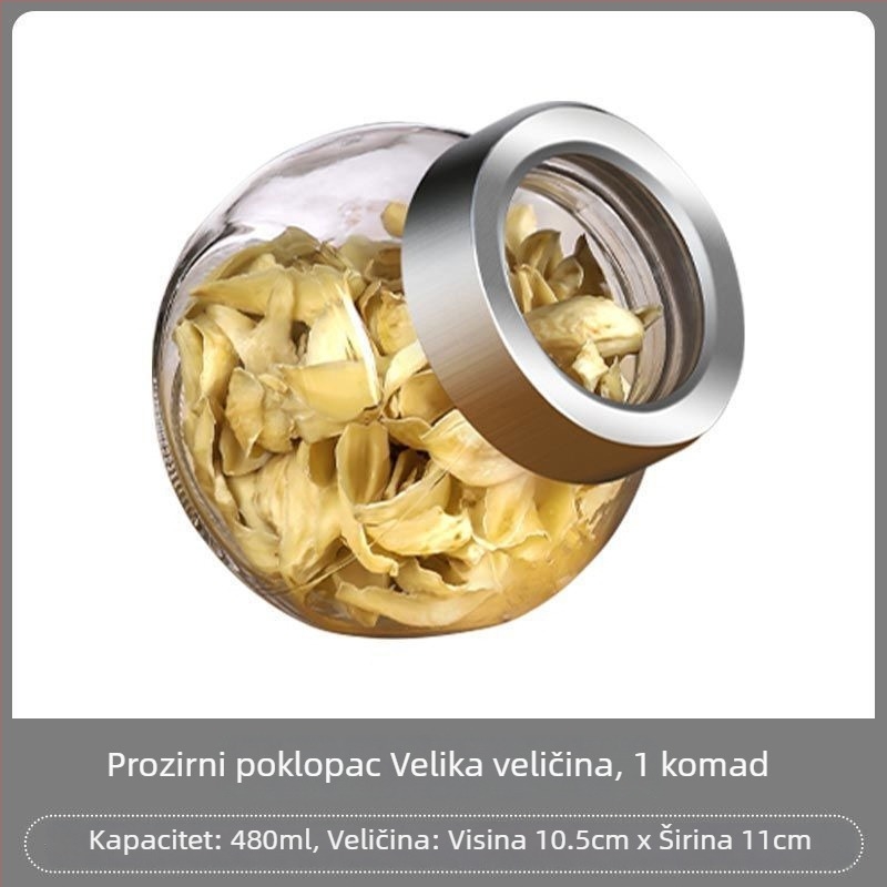 Staklena zatvorena posuda za začine, čaj i žitarice – otporna na vlagu, ovalni oblik, 300 ml
