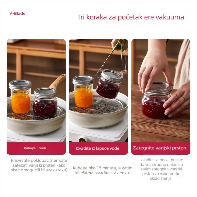 Staklena Mason posuda s vakuumskim zatvaranjem – za džem, med, jogurt i kavu, čaše za zobene pahuljice