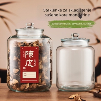 Staklena posuda za hranu s hermetičnim zatvaranjem, širokim otvorom, velika kapaciteta za čuvanje čaja, sušene kore mandarine i tradicionalne kineske medicine