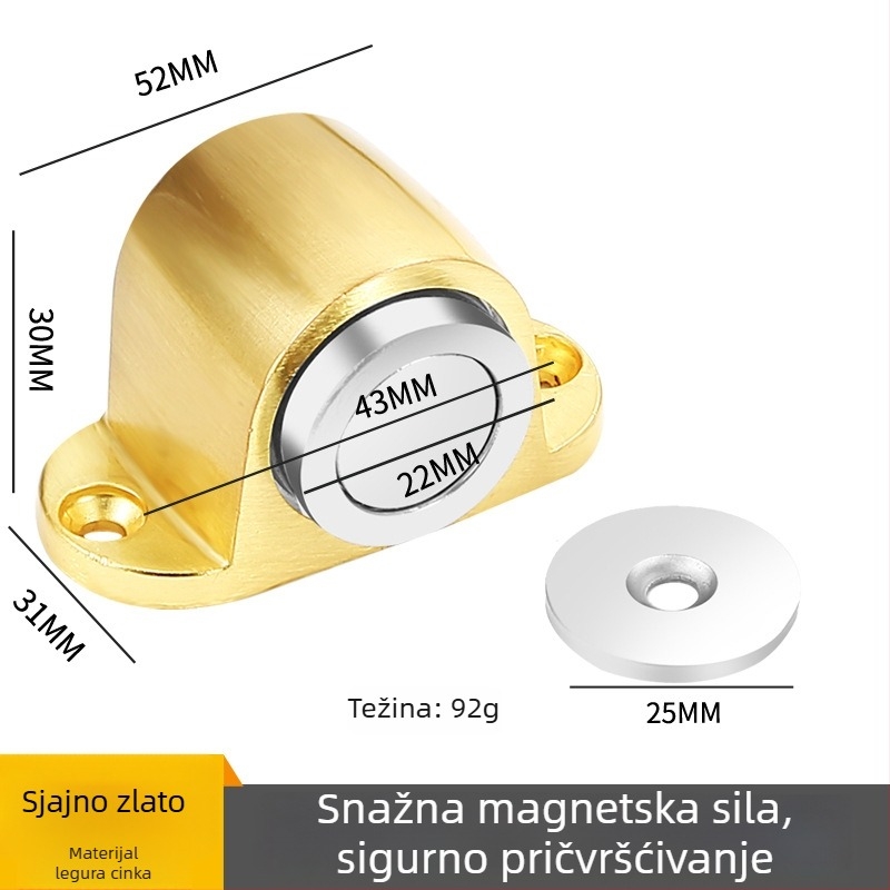 Podnožno postavljeni držač vrata s jakim magnetom, zaštita od sudara iza vrata, pričvršćeno u kupaonici