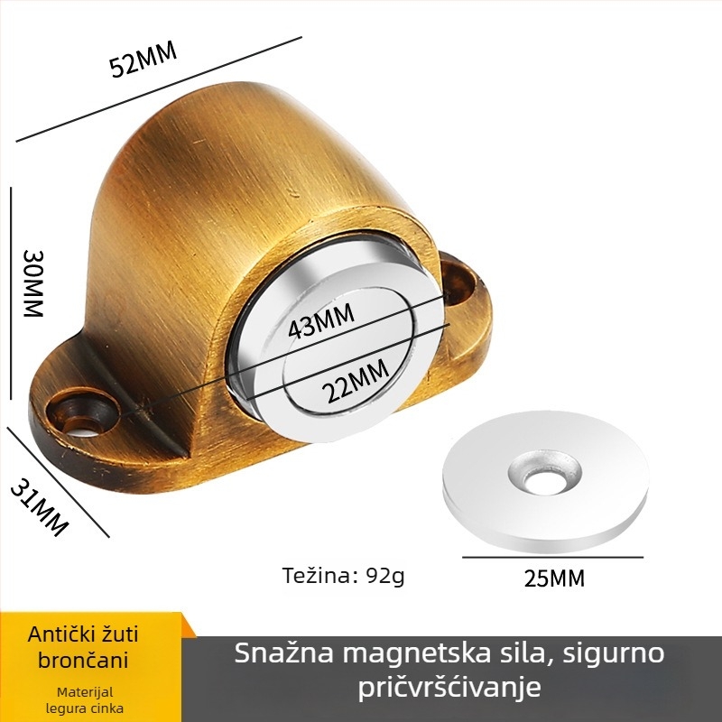 Podnožno postavljeni držač vrata s jakim magnetom, zaštita od sudara iza vrata, pričvršćeno u kupaonici