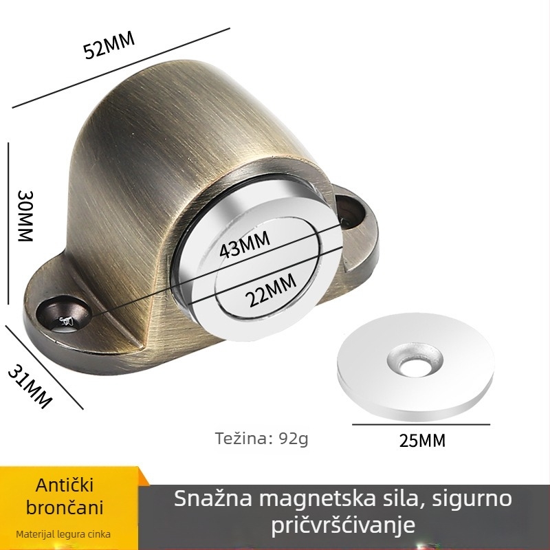 Podnožno postavljeni držač vrata s jakim magnetom, zaštita od sudara iza vrata, pričvršćeno u kupaonici