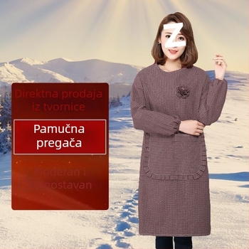 Pamučna pregača srednje duljine za kuhinju i domaće kuhanje, modna radna pregača, otporna na mrlje, vodootporna i otporna na ulje