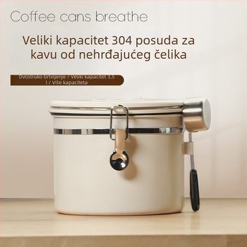 Posuda od 304 nehrđajućeg čelika za kuhinju, hermetički zatvarač, posuda za očuvanje svježine, posuda za zrna kave, 3L–3.5L