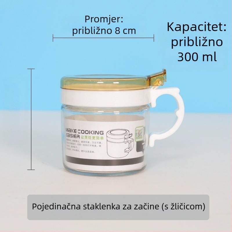 Keramična posuda za začine s poklopcem i žličkom, kuhinjska posuda za so na stalku, za kućnu upotrebu
