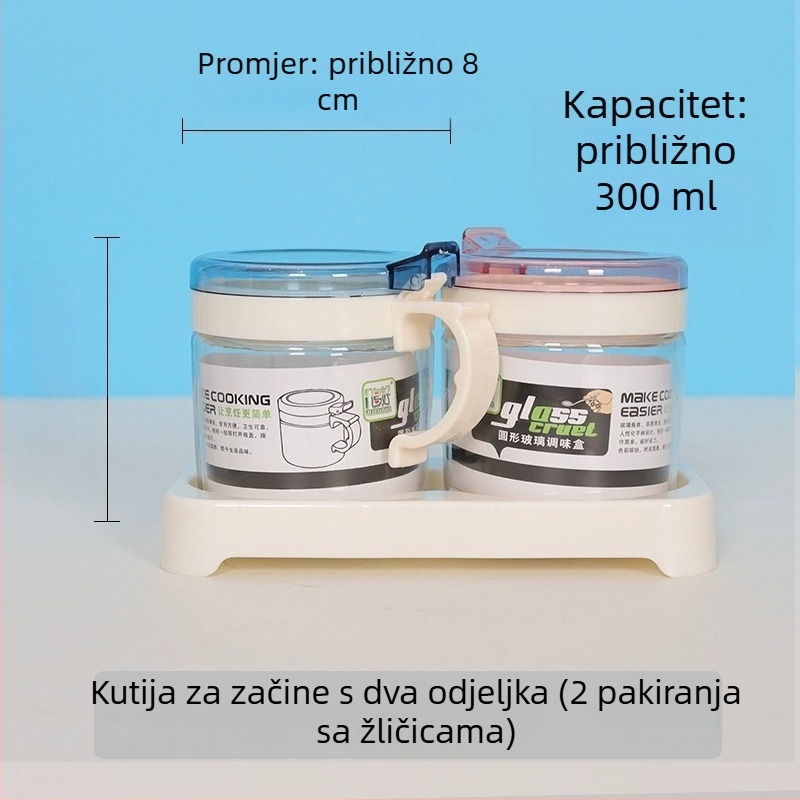 Keramična posuda za začine s poklopcem i žličkom, kuhinjska posuda za so na stalku, za kućnu upotrebu