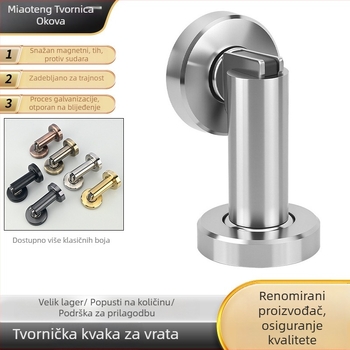 Stopač za vrata od 304 nehrđajućeg čelika, crni, snažan magnet, debeli, zidni i podni montažni, zaštita od sudara, magnetska privlačnost