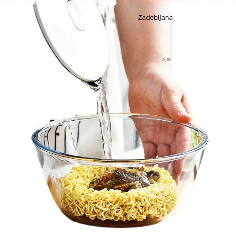Debelo staklena zdjela za miješanje, velika zapremina, prozirna, sigurna za mikrovalnu, pogodna za tijesto, tučenje jaja, salate, juhe i pečenje