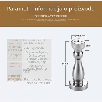 Magnetični držač vrata od 304 nehrđajućeg čelika, bez bušenja, snažan magnet, tih protiv sudara, za montažu na zid i na pod, gornji hardver za vrata