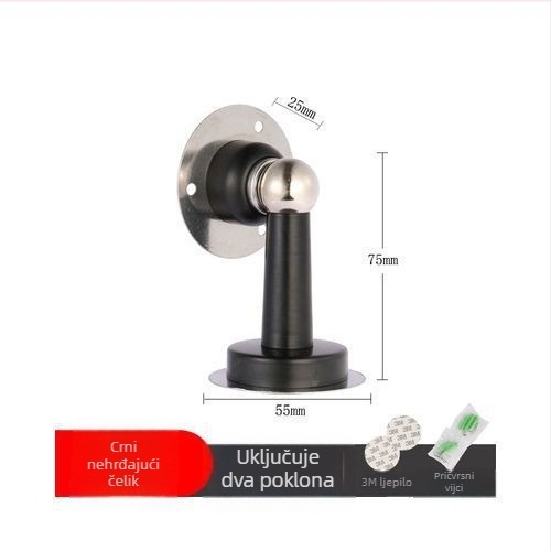 Magnetični držač vrata od 304 nehrđajućeg čelika, bez bušenja, snažan magnet, tih protiv sudara, za montažu na zid i na pod, gornji hardver za vrata