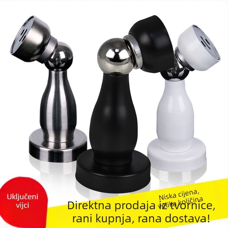 Magnetični držač vrata od 304 nehrđajućeg čelika, bez bušenja, snažan magnet, tih protiv sudara, za montažu na zid i na pod, gornji hardver za vrata