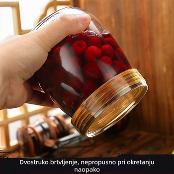 Višekorisni stakleni spremnik za pohranu s hermetičkim zatvaranjem, otporan na vlagu; pogodan za med, žitarice, orašaste plodove, čajne listove i mlijeko u prahu.