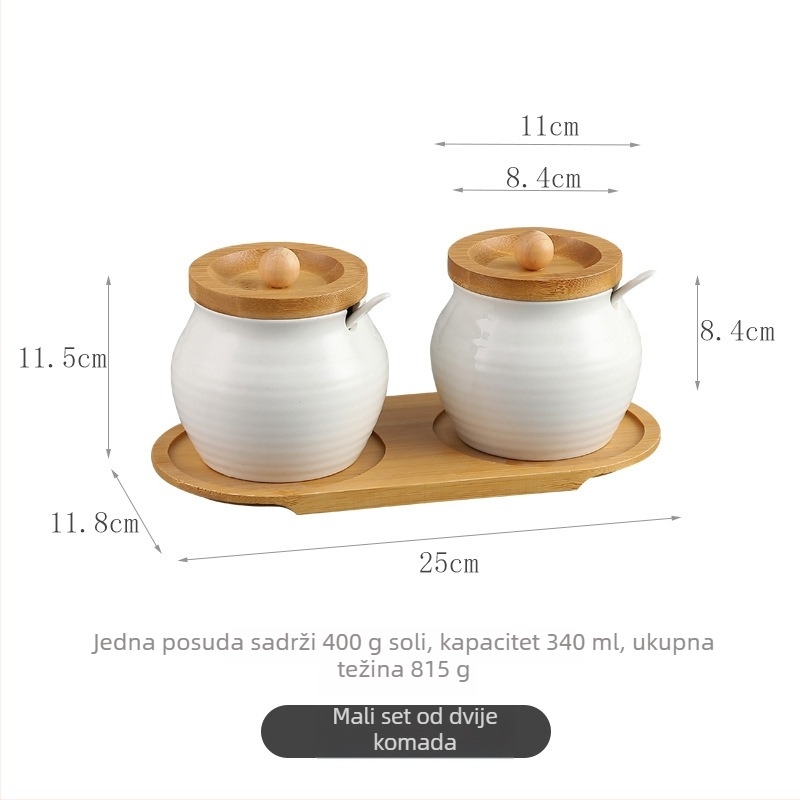 Veliki keramički set posuda za začine u kuhinji — posude za sol, šećer i začine